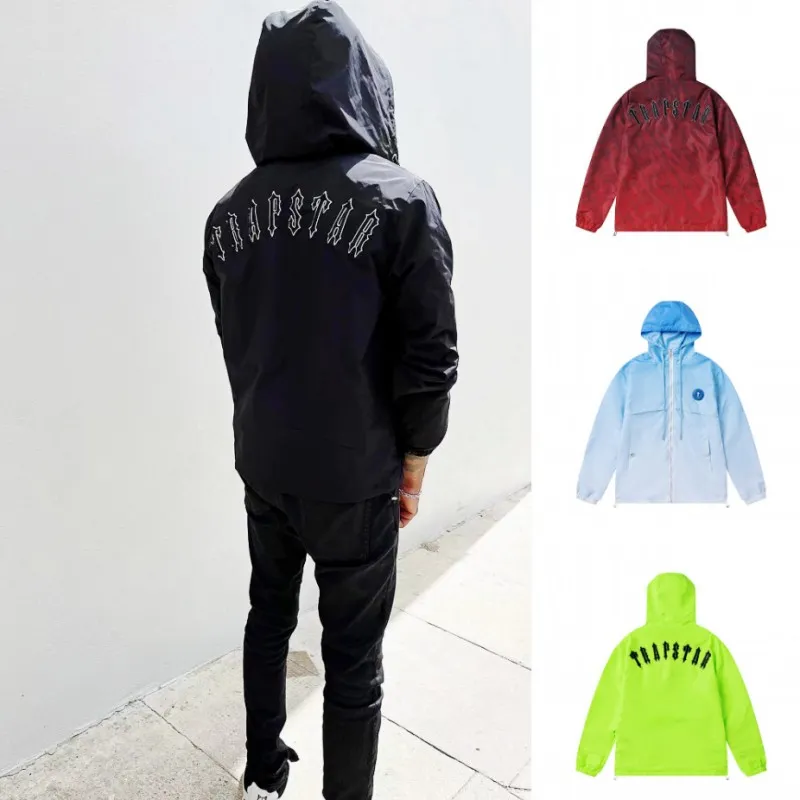 Trapstar Veste Mens Designer Veste Sportswear Coupe-Vent Noir Lettres Brodées Lumière Femmes Zipper Manteau