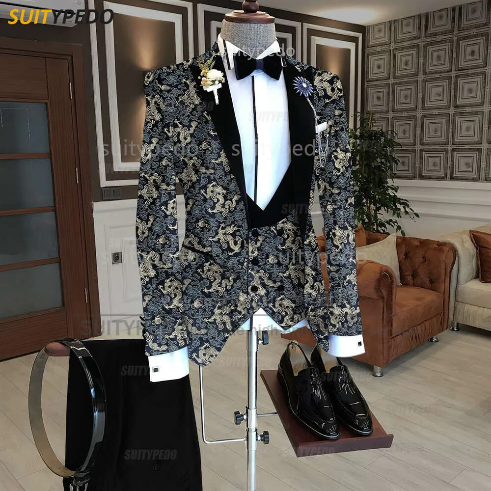 green emerald velvet dress Men Two Piece Black Suede Velvet Stylish Suit Dinner Night Party Suit 40 / 34 main image 1