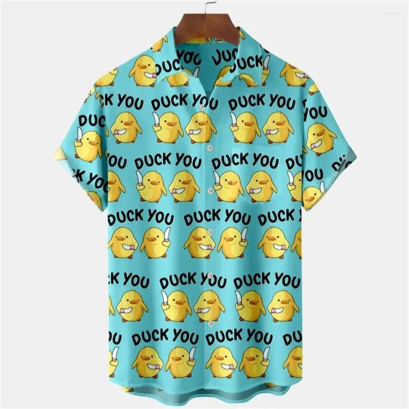 Camicie casual da uomo Tendenza moda Stampa anatra hawaiana per uomo Estate Spiaggia Top ad asciugatura rapida Abbigliamento divertente oversize