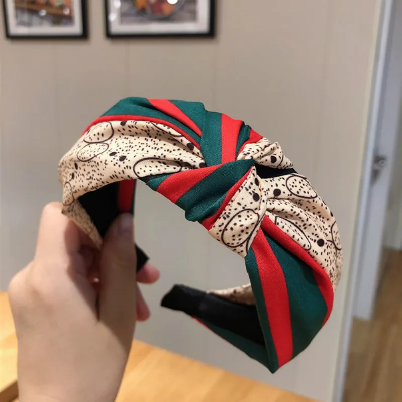 Luxurys Designer Marka Çift Harfli Baskı Kafa Bandı Lüks Kadın Kızlar Krema Siyah Kahverengi Şerit Geniş Edge Bowknot Saç Çember Twist Türban Headwrap Kafa Aksesuarları