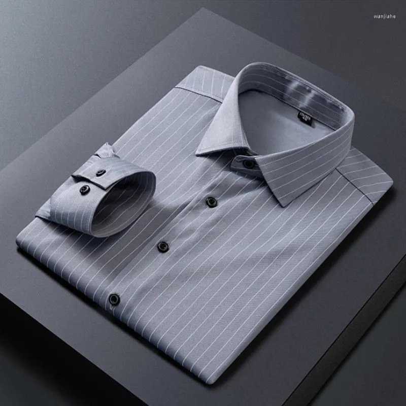 Chemises décontractées pour hommes 2024 Printemps Chemise rayée pour hommes à manches longues de haute qualité Classique Business Robe formelle Vêtements 5XL
