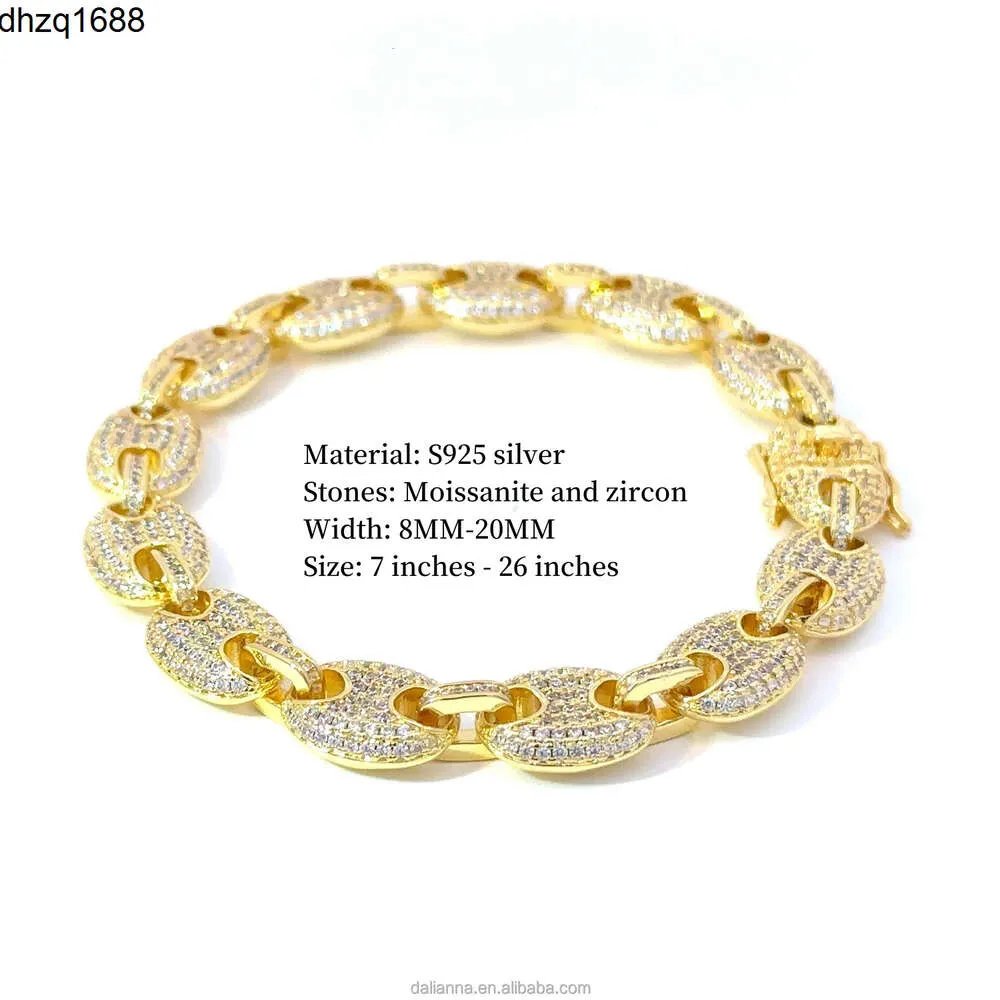Fine Jewelry Bracelets Bangles Gold Plated Custom Charms Bracelet Sterling Silver 925 Jewellery Moissanite Cuban Bracelet