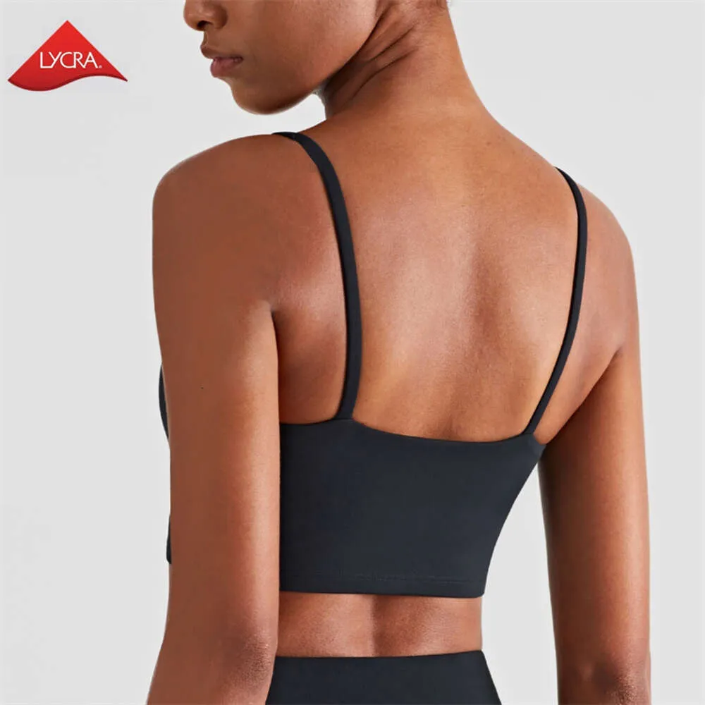 Lu Align Citron Lycra Soutien-Gorge Femmes Gym Sports Spaghetti Sangle Fiess Bralette Entraînement À Fort Impact Yoga Haut Court Gilet Push Up Serré Sous-Vêtements laisser