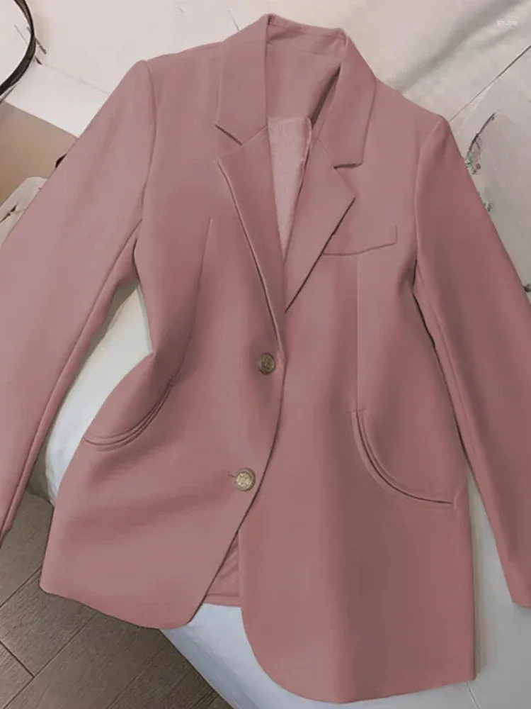 Blazer da donna, blazer primaverili in piccolo cappotto, moda coreana, elegante tinta unita, lunghezza media, pendolare, top da donna a maniche lunghe