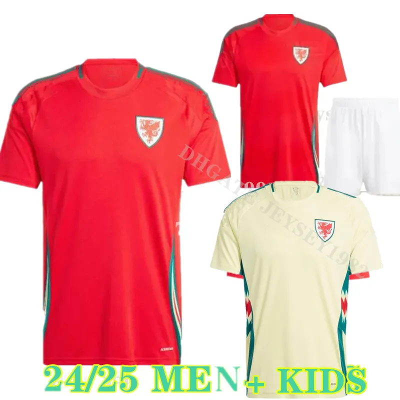 Wales Soccer Jerseys BALE WILSON ALLEN RAMSEY 2024 2025 VOKES Home Football Shirt Short Sleeve Adult Uniforms jersey Men kids