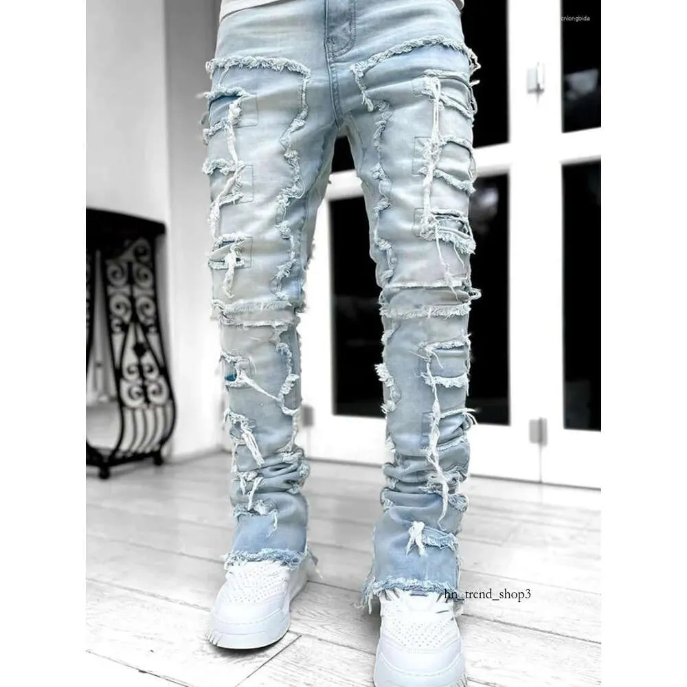 Mäns jeans 2023 Cool nödställda rippade smala passformar Stretch Denim Pants Streetwear Style Fashion Clothes 310