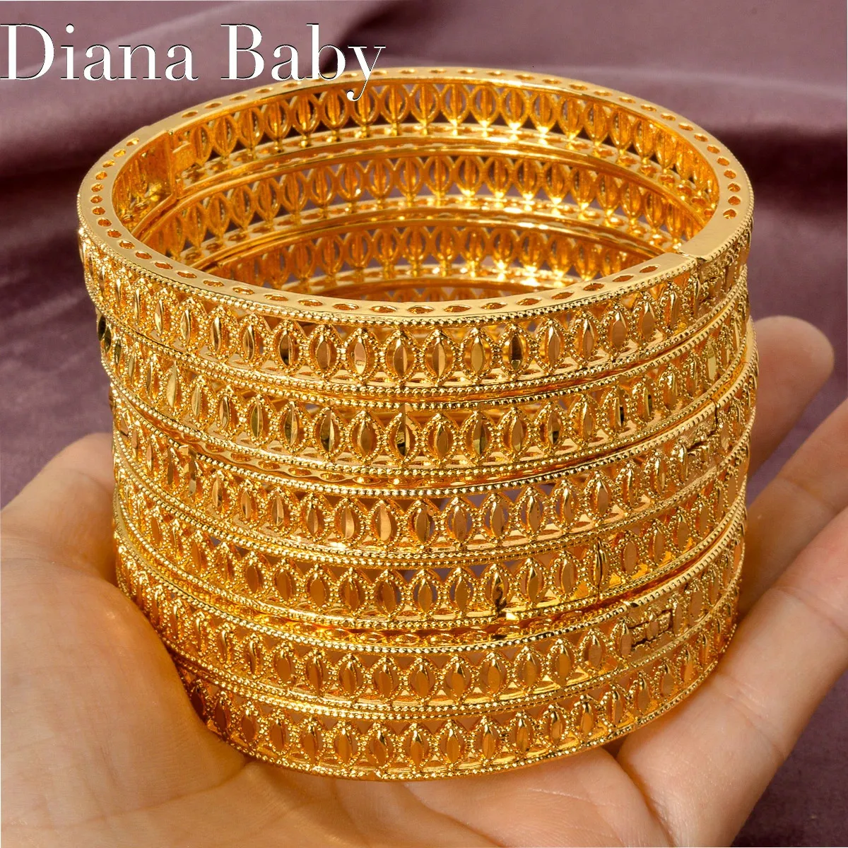 6Pcs/Set Classics Dubai 18K Gold Color Hand Jewelry Geometry Snake Shape Bangle For Women Wedding Jewellery Anniversary Gifts 240312