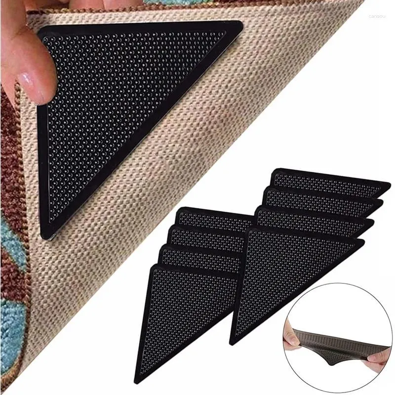 Carpets Washable And Reusable Anti-skid Rubber Mat Non Slip Patch Tape Tile Floors Corners Pad Triangle Rug Gripper 4Pcs 8Pcs