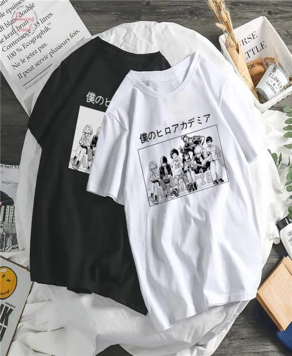 Anime boku no hero akademickie kreskówka kreskówka drukująca kobiety thirt my hero akademickie szkołę zabawek harajuku japan casual tops tee8989288