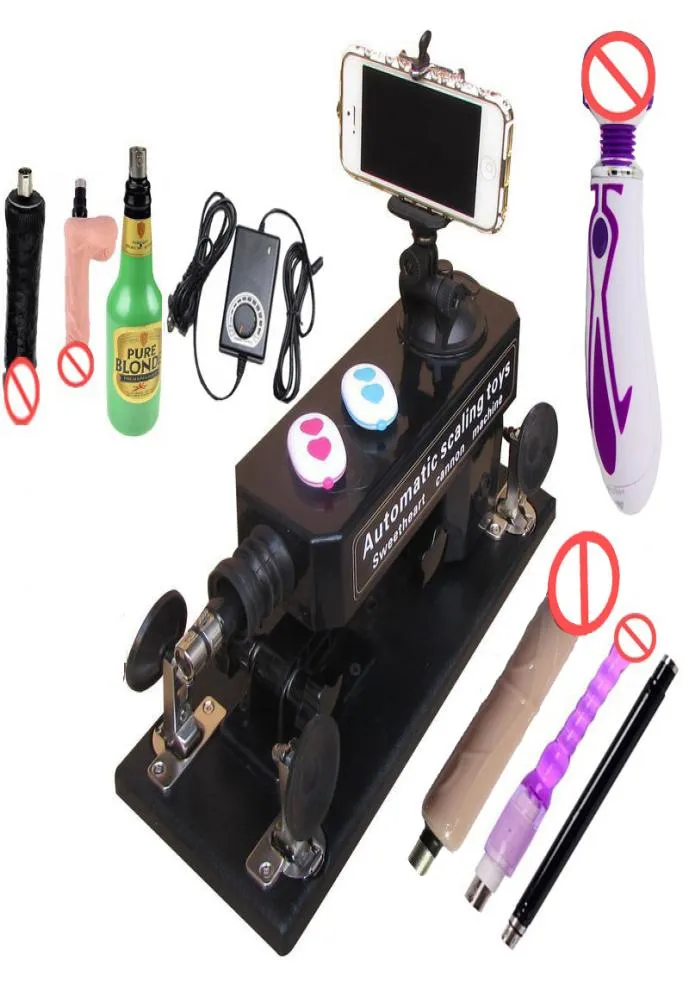 Automatisk maskin Pumping Gun Love Sex Machine Set With Deluxe Attachment Set Sex Machine för kvinnor och män Sexleksaker för par9856070