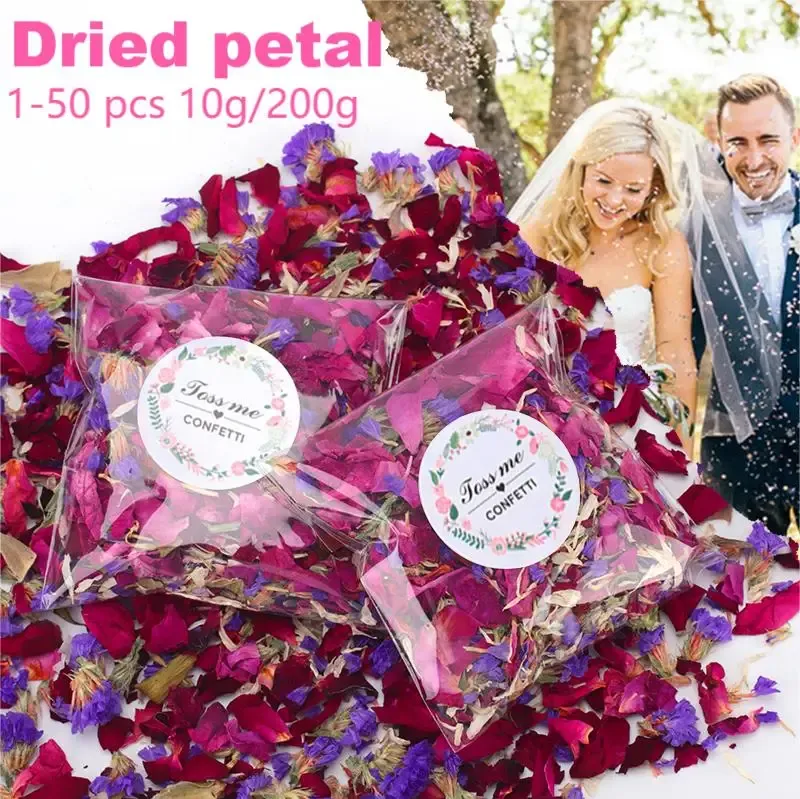 Dekoration 150pack bröllopskonfetti steg 100% naturlig torkad blomma biologisk nedbrytbar pop bröllop diy aromaterapi party dekoration rosen kronblad