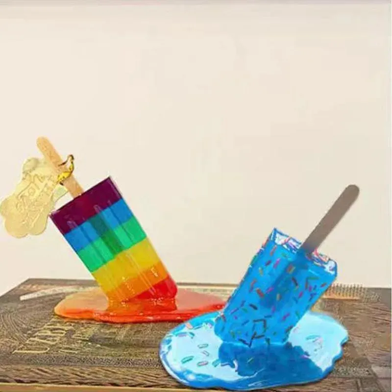 Yaratıcı Buz Erit Icice Sculpture Dekorasyon Minyatür Reçine Zanaat Popsicles Krem Aksesuarları Ev Dekoru 240314