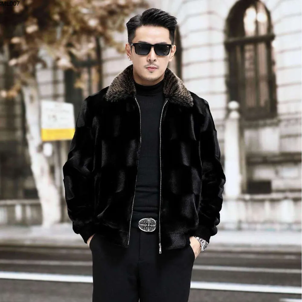 Autumn and Winter Imitation Mink Fur Coat Gold Mens Warm Plush Thickened Lapel Style