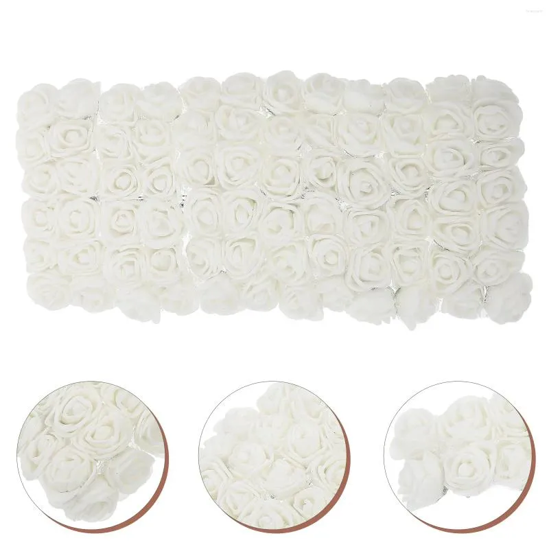 Flores decorativas 144 Pcs Mini Rosas Cabeças Artificiais Decorações de Casamento para Cerimônia em Massa