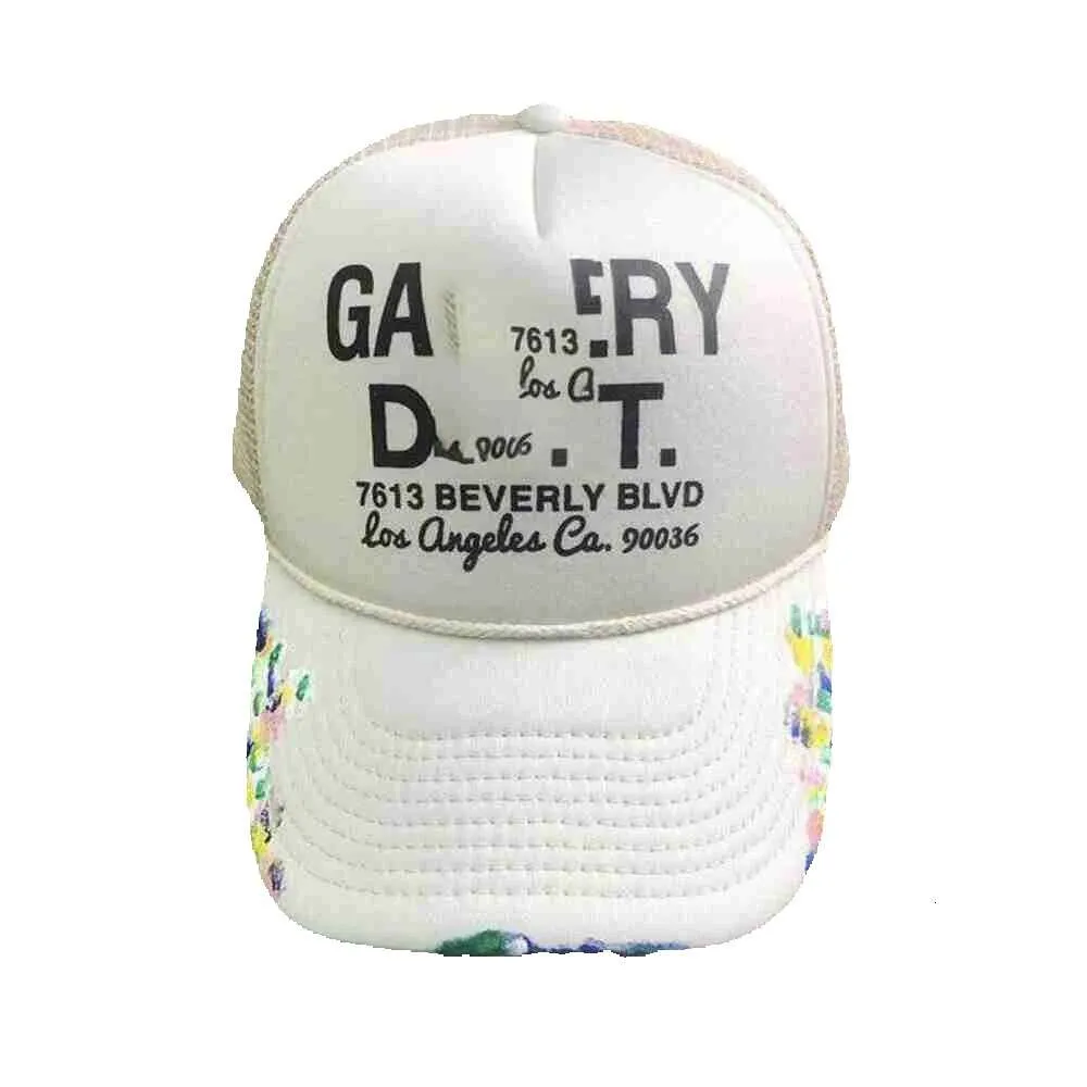 Designer Galleryes Caps Bola CapsAmerican Dept Letra Lanvins Chapéu Gp Graffiti Malha Truck Driver Alto Perfil Na moda Boné de beisebol Azul Moda Whitedoeh