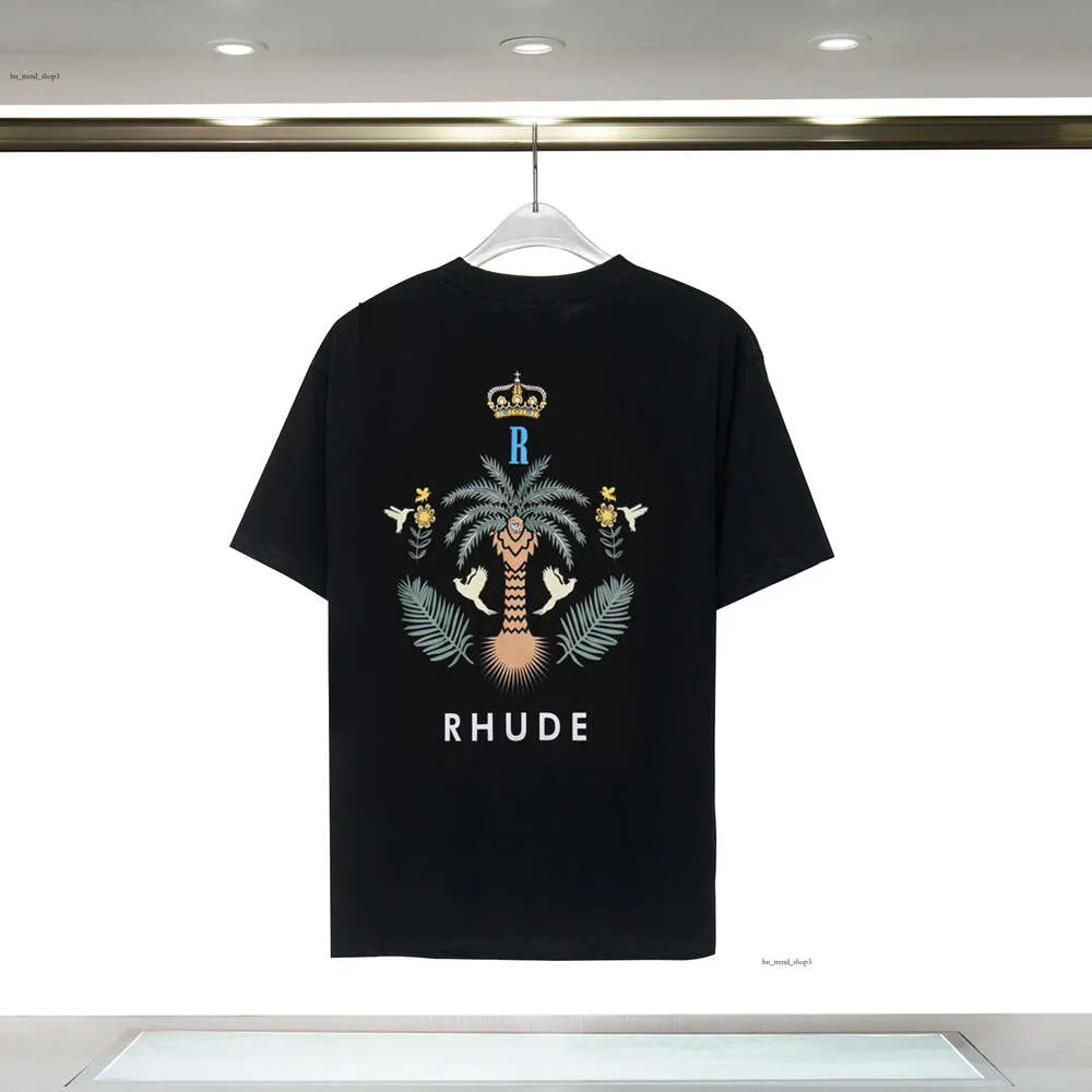 23SS Designers T Shirt Summer Europe Rhude Polos American Stars Fashion Mens Tshirts Star Satin Cotton Casual T-shirt Women Men Tees Black White M-3XL 221