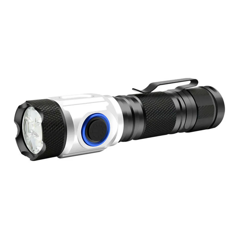 New Mini Super Bright Long Range LED Aluminy Aluminium Cloy Tactical USB شحن مصباح يدوي في الهواء الطلق 595230