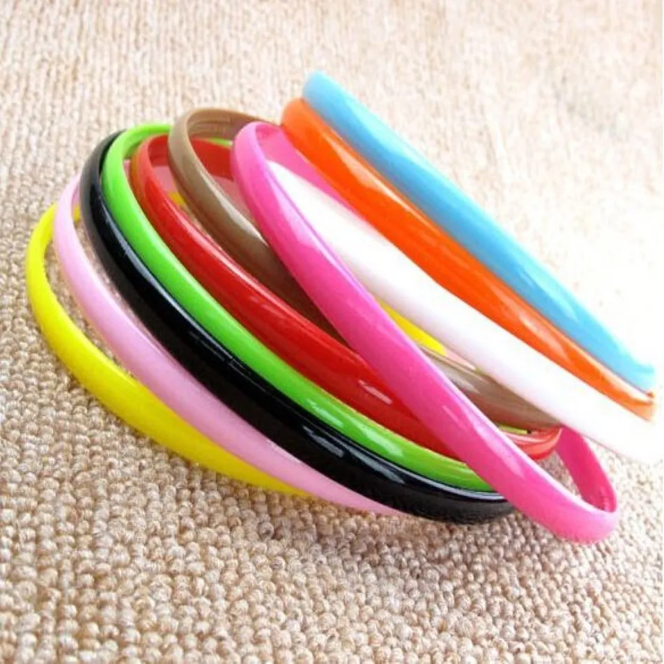 Mélange de couleurs bonbons 0 8cm de largeur, bandeau de cheveux fins pour filles, bandeau de cheveux en plastique avec dents, couleurs assorties, chapeau de cheveux en plastique, ornement 152E