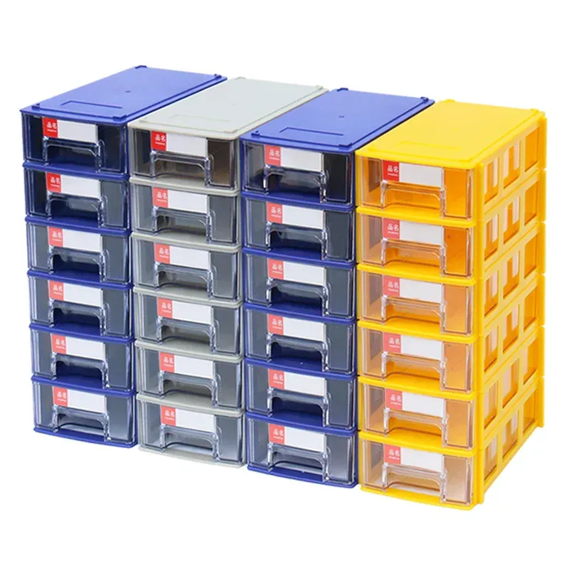 Bins 10pcs Stackable Plastic Hardware Parts Storage Boxes Component Screws Toolbox Combined Cabinet Rack Building Block Drawer Case