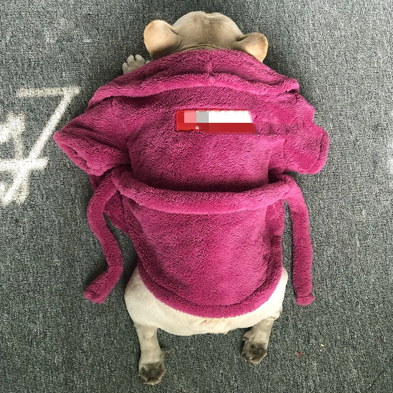 Ny höst- och vintermode husdjur nattklänning badrock teddy/fransk bulldogg shiba inu hund badrock dubbelsidig sammet termiska pyjamas