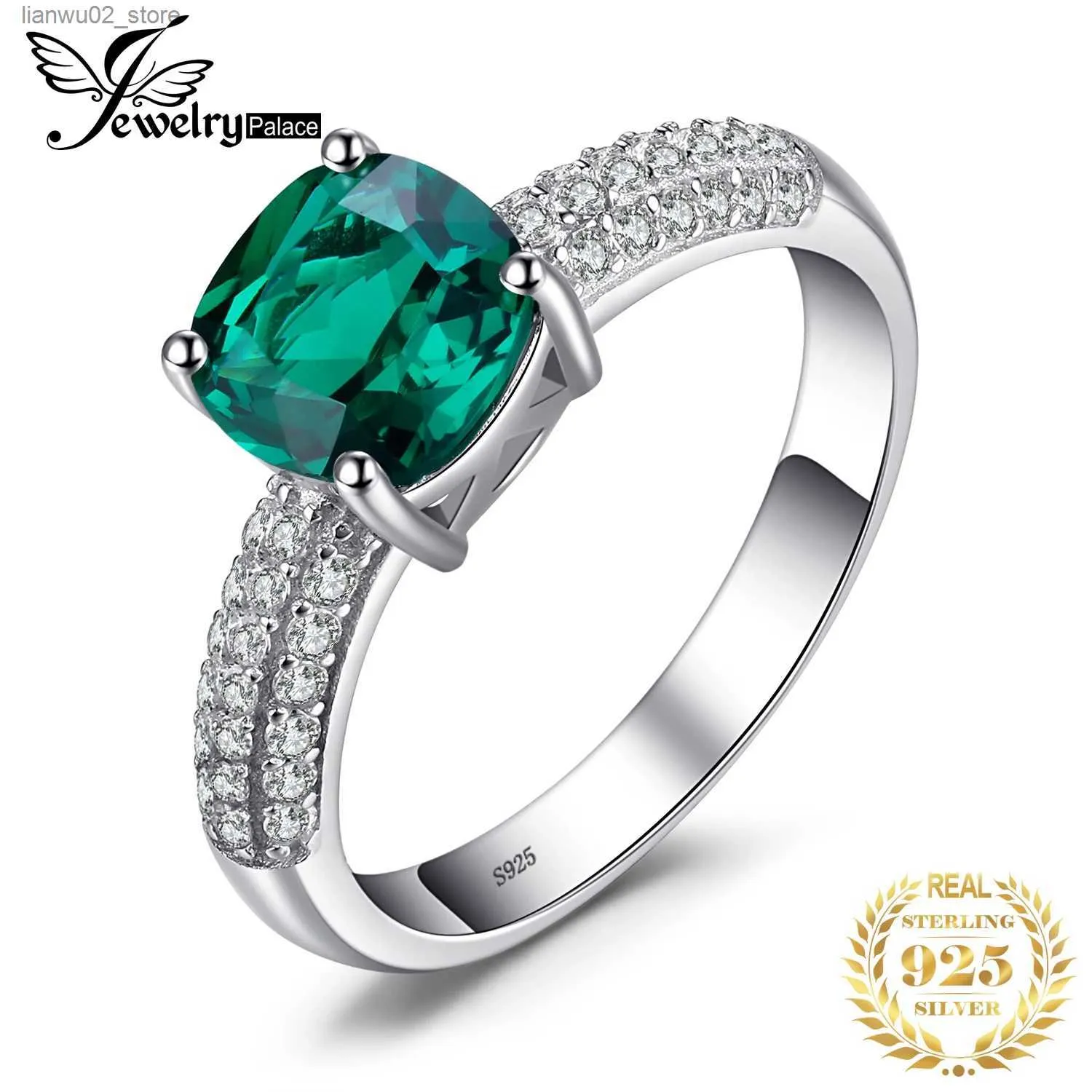 Anneaux de mariage Bijoux Palace Green Simulation Nano Jade Créer Ruby Ring 925 Sterling Silver Gemstone Solitaire Femmes Bague de Fiançailles Q240315