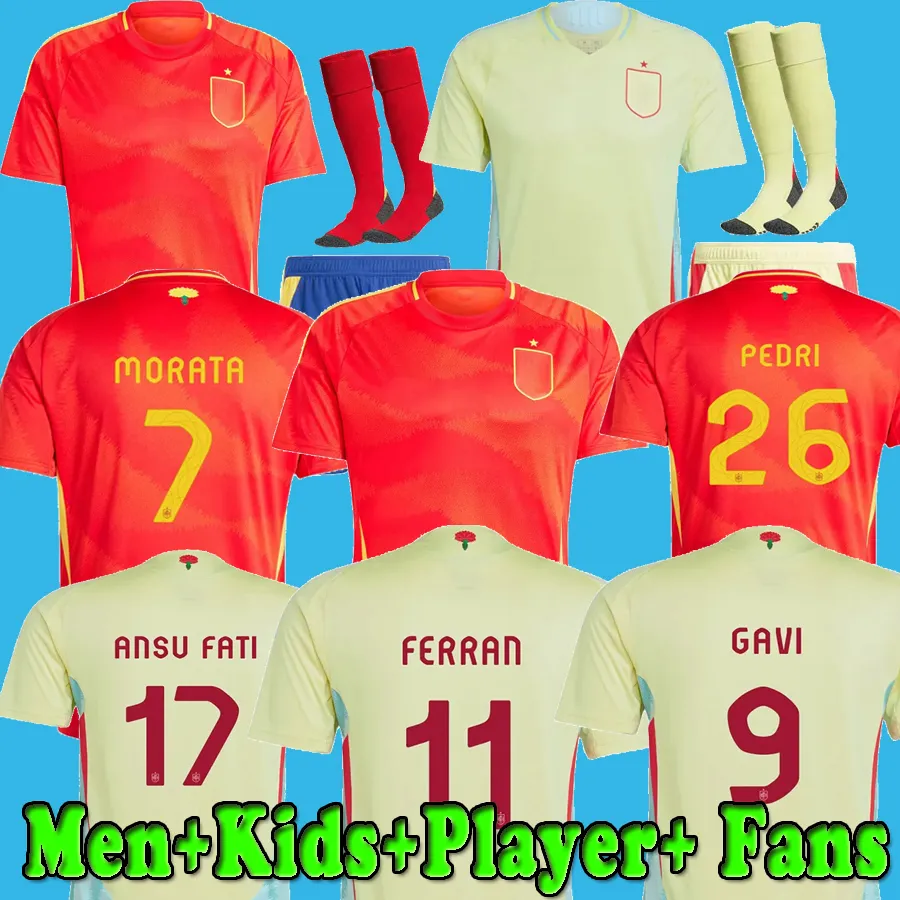 24 25 스페인 축구 유니폼 선수 팬 Asensio Morata Gavi 축구 셔츠 2024 2025 Espana Camiseta de Futbol Ferran Gaya 남자 아이들 Sergio Spains ansu fati 3xl 키트