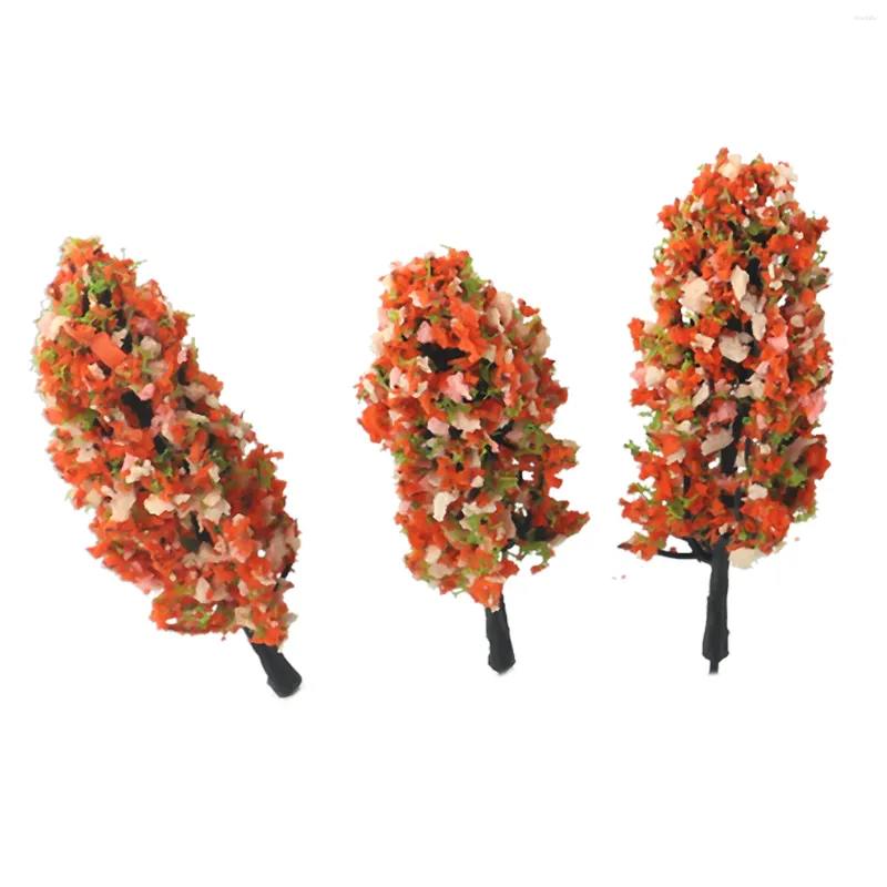 Decorative Flowers 20Pcs 8.5cm Train Layout Model Flower Trees Street Park Scenery Sand Table Decor For Houses Desks Living Rooms