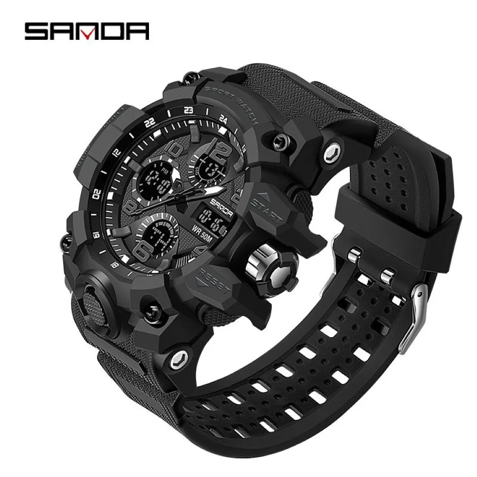 2020 Top Luxe Merk Sanda Heren Horloge Mannen Sport Horloges Multifunctionele Shock Digitale Militaire Horloges Mannelijke Klok Reloj hombr2604