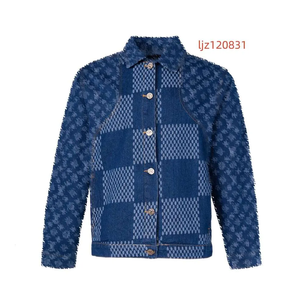 2024 Hommes Femmes Designers Vestes Homme Baseball pour Denim Veste Mens Manteau Plaid Jacquard Lettre Tissu Laver Porté Revers Cou Paris Streetwear Bleu Coupe-vent