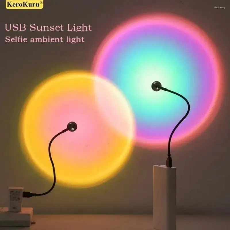 Lampy stołowe ABS KEROKURU USB Sunset Lampa światła Nowoczesny styl kompaktowy i przenośny Pography Mur Atmosfera Ochrona wzroku