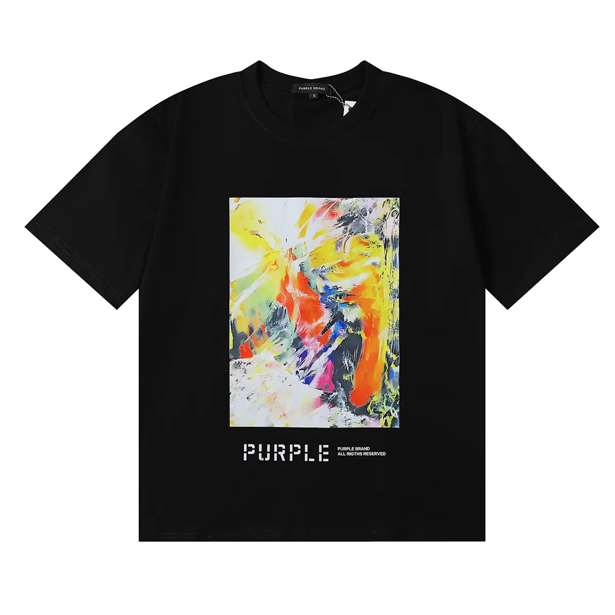 Tshirt créateur de marque Purple Tshirt Mens Mens Shirt Abstract Style Figure Impression de haut gramme Double coton Colon