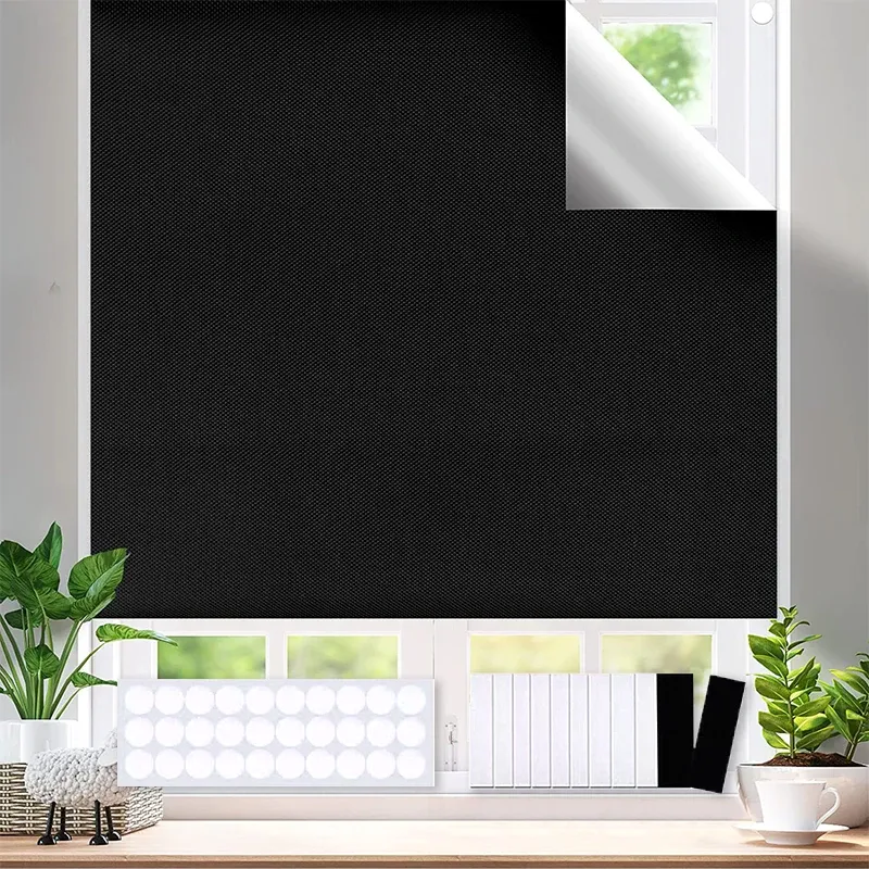 Curtains Homemade Blackout Curtain Removable Portable Travel Blocking Darkest Window Film Cloth Temporary DIY Blackout Curtains