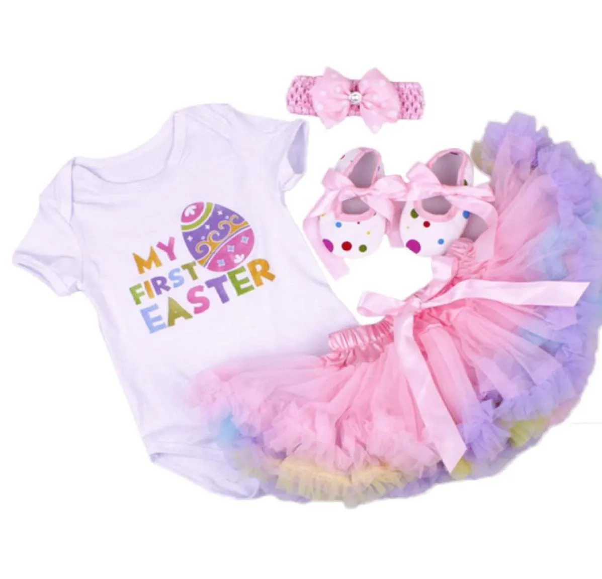 Urodziny Zestaw dziecka Summer Roupas z krótkim rękawem Infantis Bebes Easter Festival Outfittutu Pettistiskirt Dress Party Ubranie 7546547