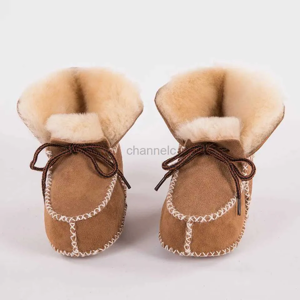 Premiers marcheurs MPPM First Walker Chaussures d'hiver Enfants Cuir Naturel Fourrure de mouton Petites filles Bottes souples pour garçon 240315