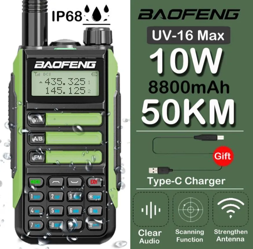 Baofeng UV 16 IP68 Impermeabile 50Km a lunga distanza Dual Band 136 174 400 520 MHz Walkie Talkie 2208124142768