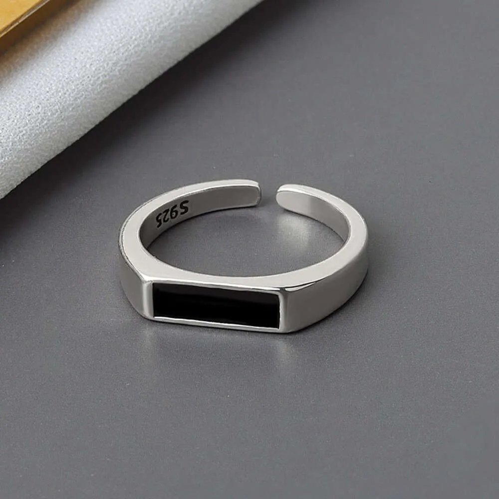 Coldness Black for Women's Instagram Trendy Minimalist Style Korean Version Fashionable Personality Niche Index Finger Ring