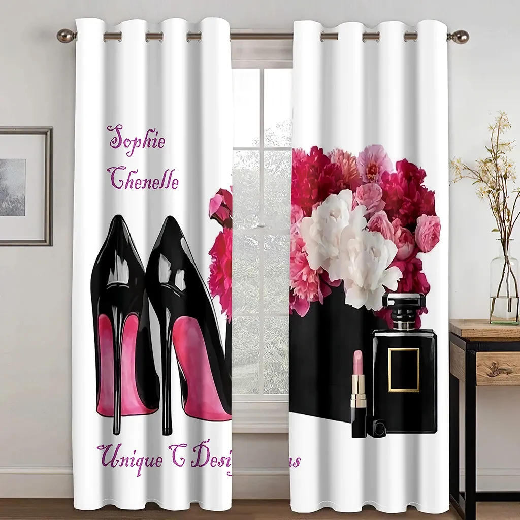 Curtains Elegrance Luxury Brands Designer Modern Perfume Heels Free Shipping Thin 2 Panels Window Curtain for Bedroom Living Room Decor