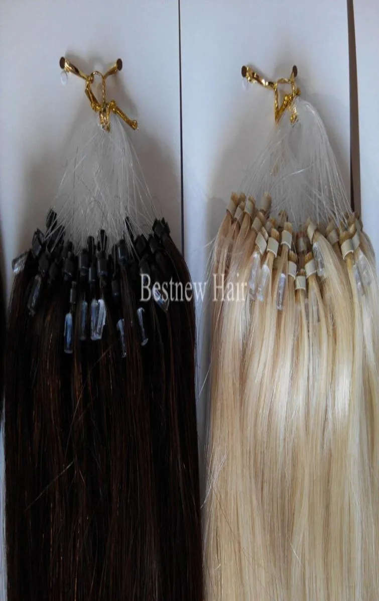 LUMMY Remy Micro RingLoop 100 ИНДИЙСКИЕ человеческие волосы для наращивания 16quot26quot 1GS 100Gpack Цвет 2 Темно-коричневый и 613 Blea3251455