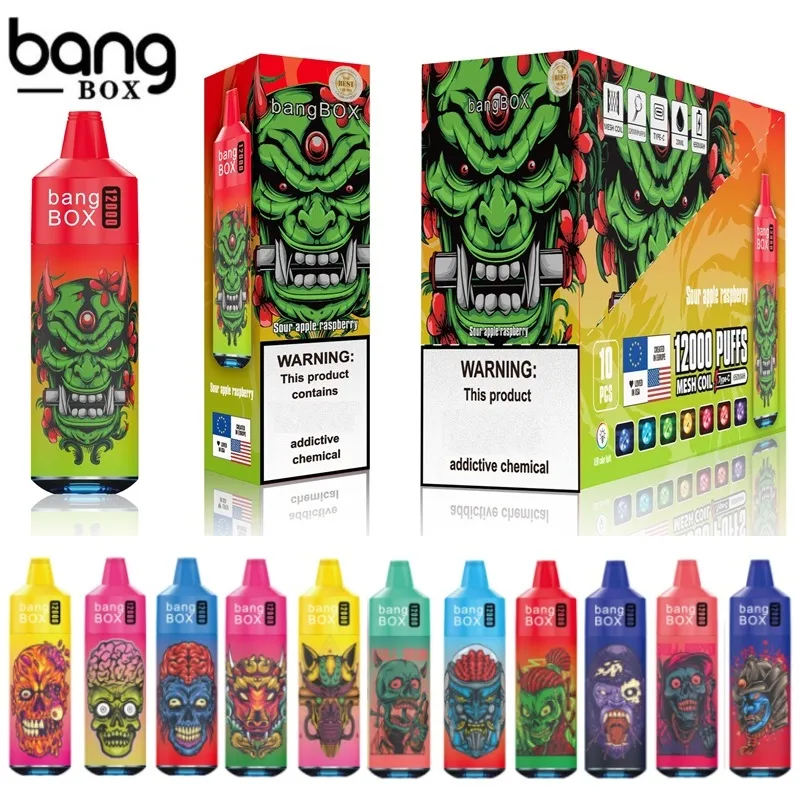 Bangbox Vape 12000 затяжек Одноразовые электронные сигареты 20 мл с предварительно заполненным RGB Vape 12K Tornado Vaping Device Ecig LED Flashing Bang Box Tornado