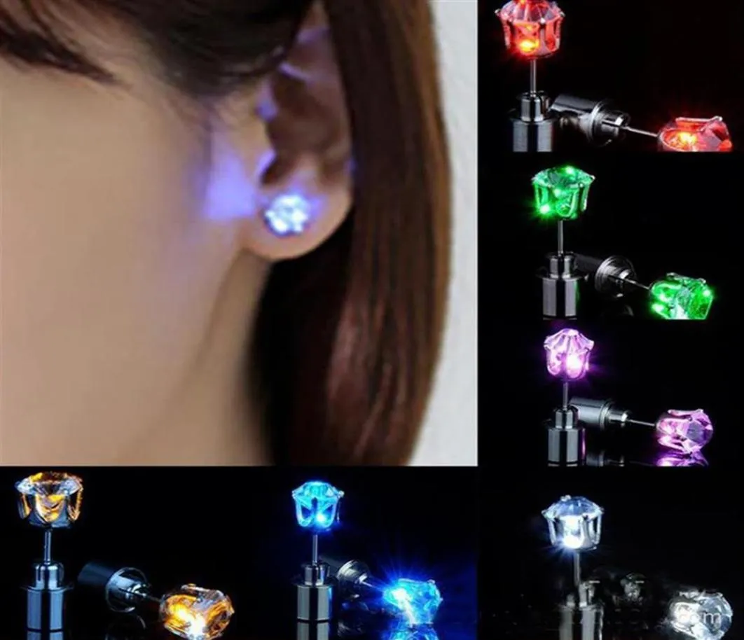 Kobiety mężczyźni LED GADGET Fashion Jewelry Light Up Crown kryształ krople kreatywne nowoczesne oświetlenie kolczyki detaliczne Packagea19a36a064599900