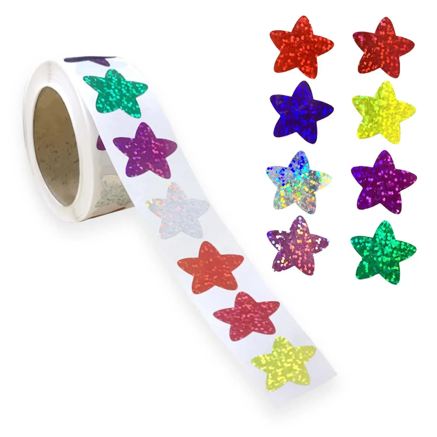 500 pezzi adesivi stellati colorati per bambini ricompensa scuola aula adesivi adesivi stella olografica per insegnanti genitori artigianato fai da te 240229