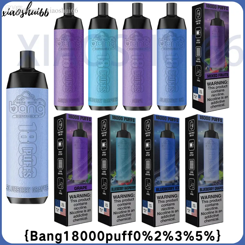 BANG 18000 Puff 18k Puff Ujeżdżalne doładowalne ładowce Effalita E Cewka siatki 12 Kolory 24 ml E-Liquid Puff 18K Vaper Elapatable E Wkłady 0%2%3%5%