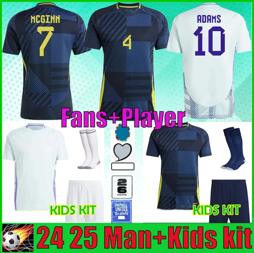 Escócia 24 25 Jersey de futebol 2024 2025 Camisa de futebol da equipe nacional escocesa Home fora do 150º aniversário especial Robertson Dykes Man Shirts Kit Kit Set