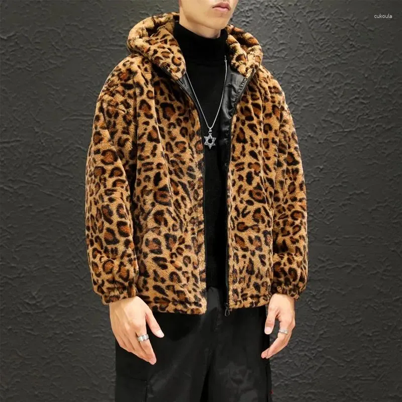 Мужские куртки DYBZACQ, модная теплая зимняя куртка Love, мужское пальто, женское пальто с капюшоном из искусственного меха, леопардовое повседневное, тонкая парка S-3xl