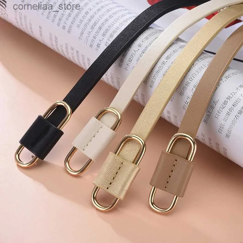 Belts Female Thin Belt Adjustable Mental Buckle Waist Belts Candy Colors Narrow Waistband Pu Leather Strap Dress Sweater Waist StrapsY240315