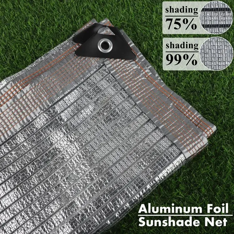 Nets 75%99% Aluminum Foil Sunshade Net Reflect Light Netting Outdoor Sunblock Shade Mesh Garden Sun Shading Sail Car Awning