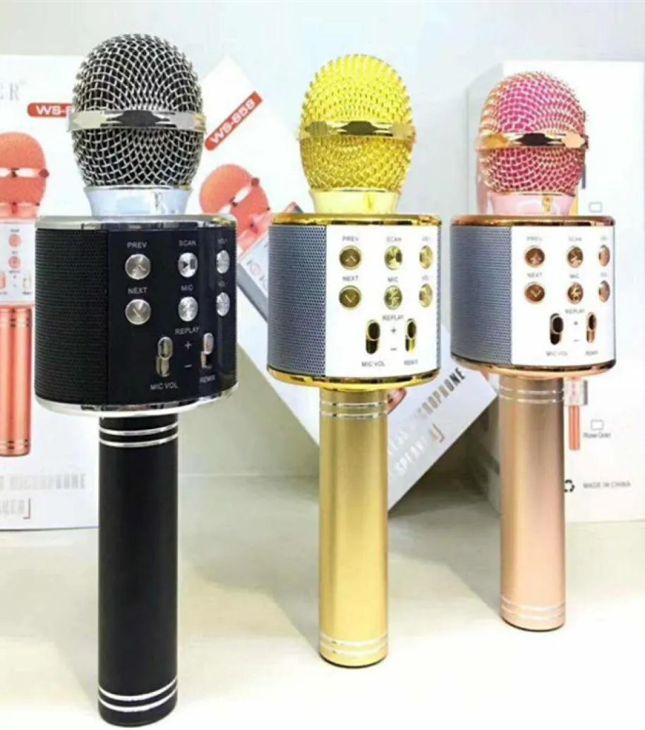 WS858 Wireless Microphone Magic KTV Karaoke Sing Song Handheld Player With Speaker Houdspeaker Magic Bluetooth för smartphone ANDR3813220