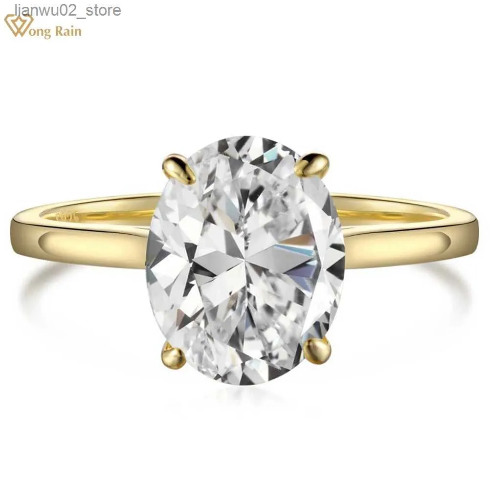 Eheringe Wong Rain, 18 Karat vergoldet, 925er Sterlingsilber, oval, 4 Karat, hoher Kohlenstoffdiamant, Verlobungsring, exquisiter Schmuck, Ringe im Großhandel für Damengeschenke, Q240315