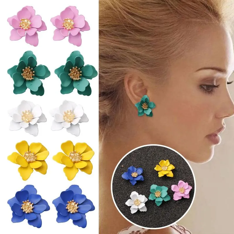 Stud Earrings Earring Frosted Flower Ear Accessories Sweet Natural Temperament Fashionable Ethnic Style Everything Up