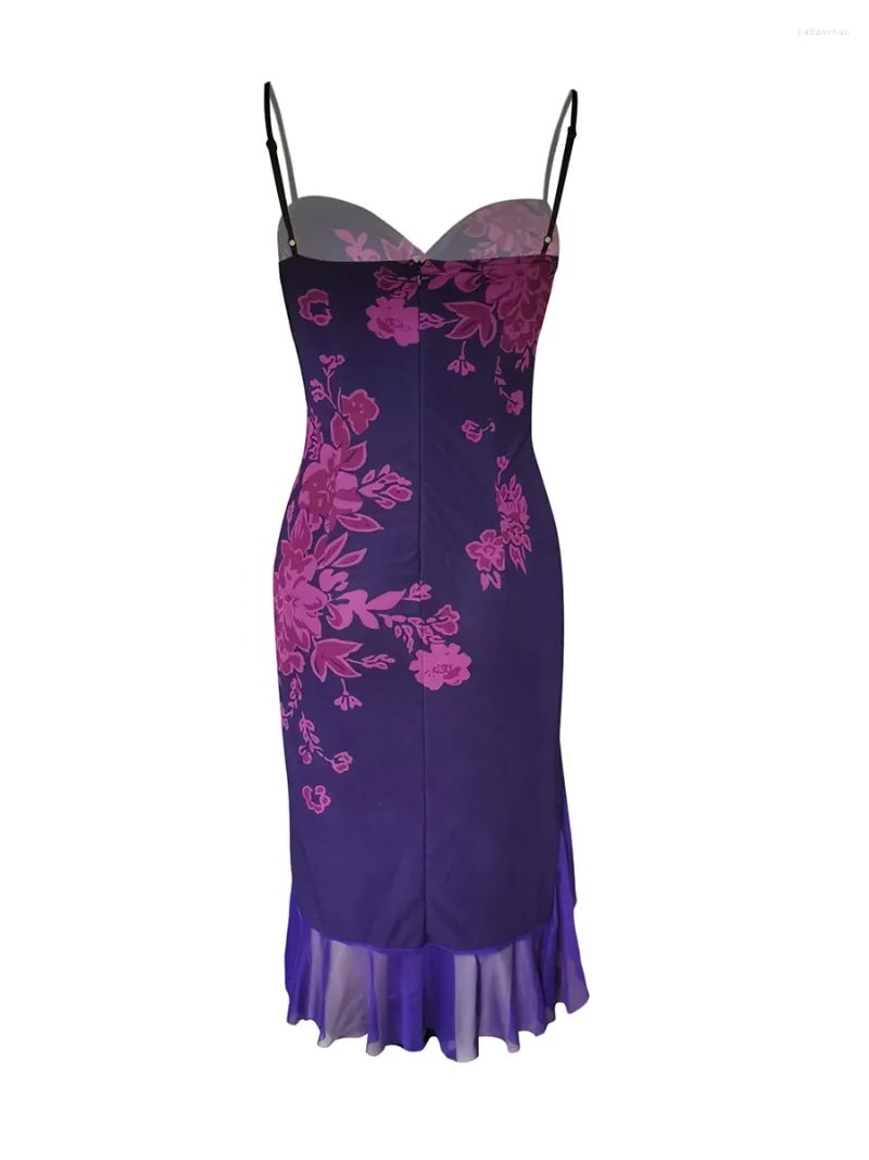 Casual Dresses Women 3D Flowers Halter Dress Floral Fringed Bodycon Y2k Sleeveless Open Back Tassels Sheer Tulle